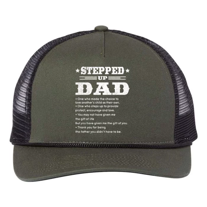 Stepped Up Dad One Who Made The Choice To Love Father's Day Funny Gift Retro Rope Trucker Hat Cap