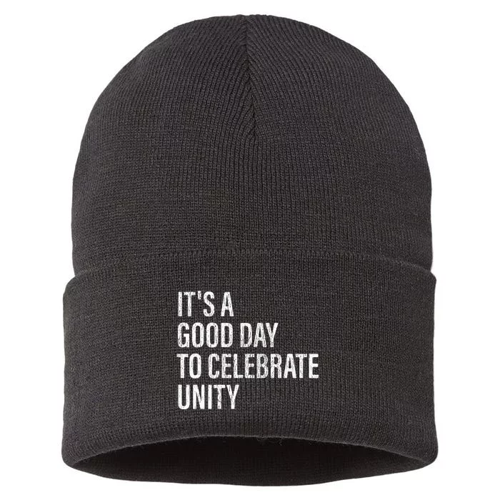 School Unity Day ItS A Good Day To Celebrate Unity Orange Sustainable Knit Beanie