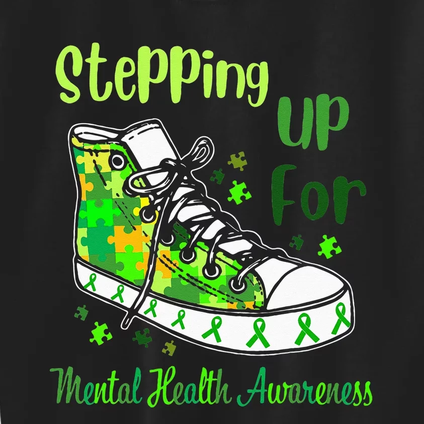 Stepping Up For Mental Health Awareness Shoes Kids Sweatshirt