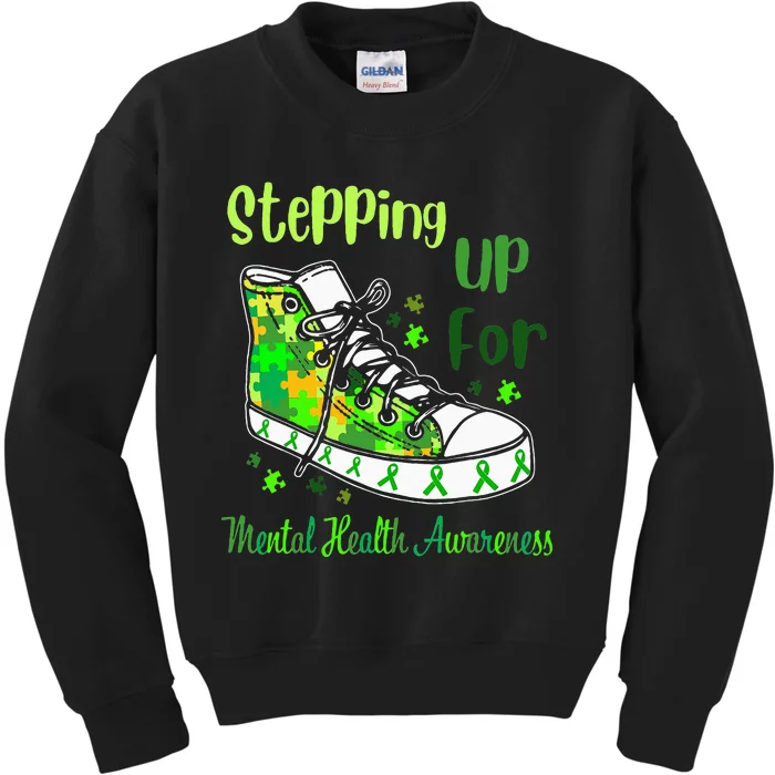 Stepping Up For Mental Health Awareness Shoes Kids Sweatshirt