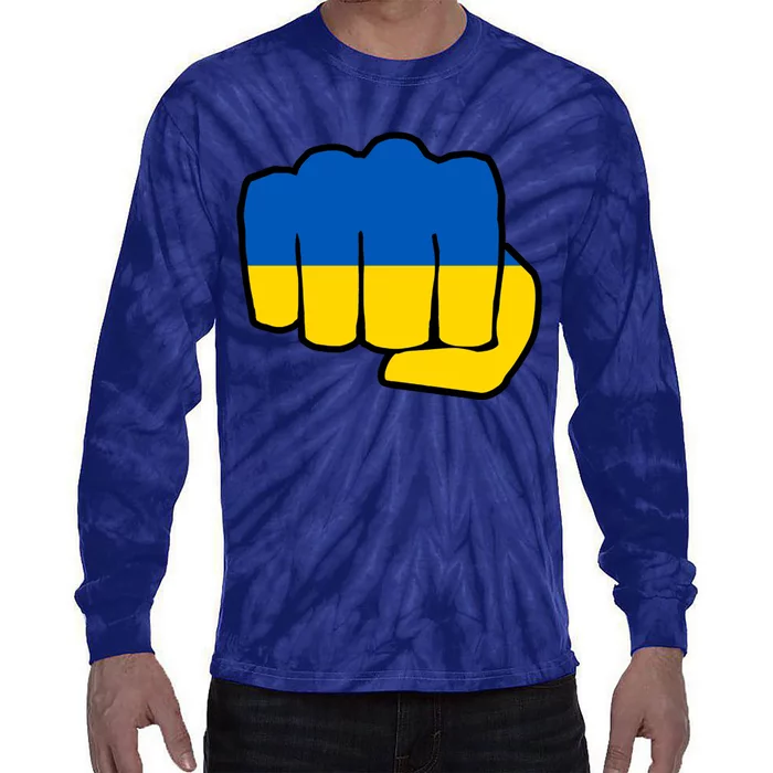 Support Ukraine Flag Fist Tie-Dye Long Sleeve Shirt