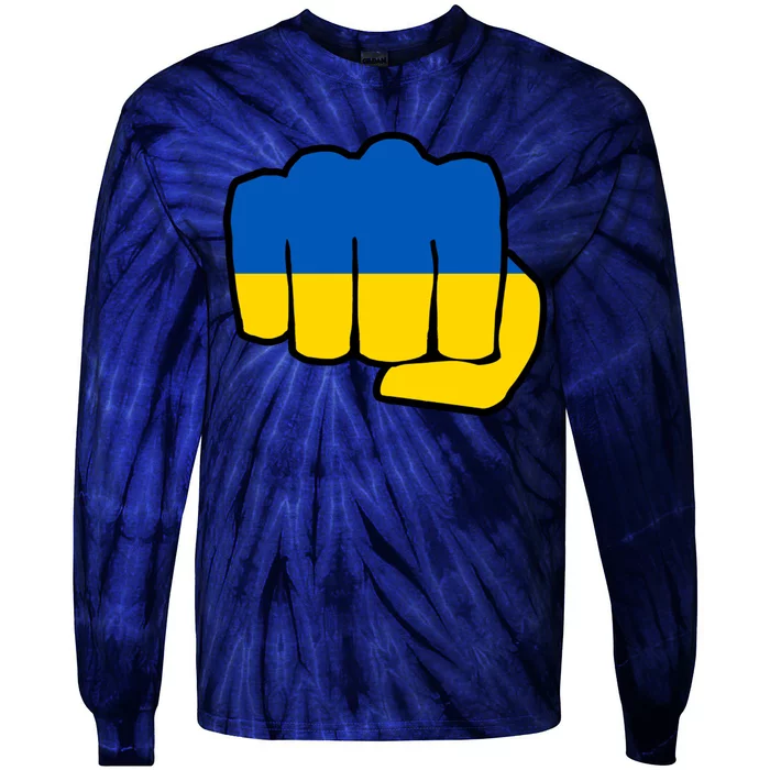 Support Ukraine Flag Fist Tie-Dye Long Sleeve Shirt