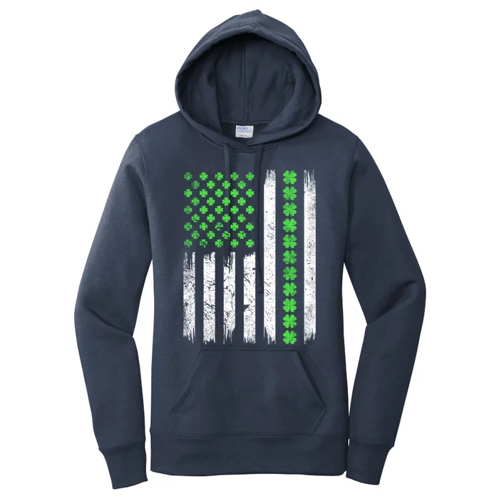 Shamrock Usa Flag Irish Lucky Patriotic St Patricks Day Cute Gift Women's Pullover Hoodie