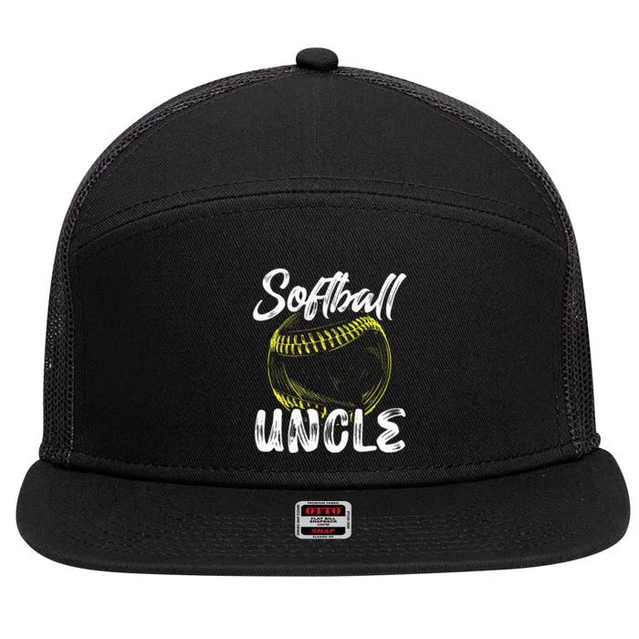 Softball Uncle For Men Family Matching Players Fathers Day 7 Panel Mesh Trucker Snapback Hat