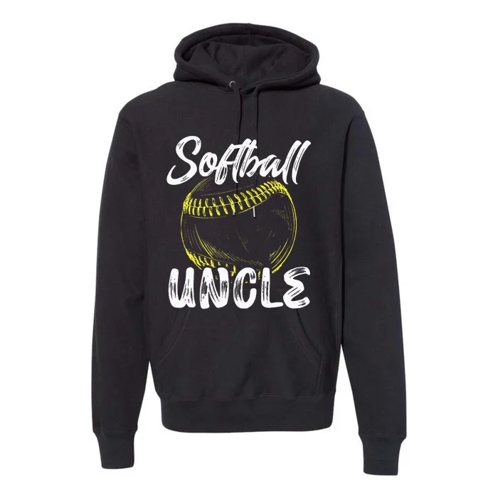 Softball Uncle For Men Family Matching Players Fathers Day Premium Hoodie