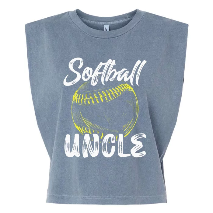 Softball Uncle For Men Family Matching Players Fathers Day Garment-Dyed Women's Muscle Tee