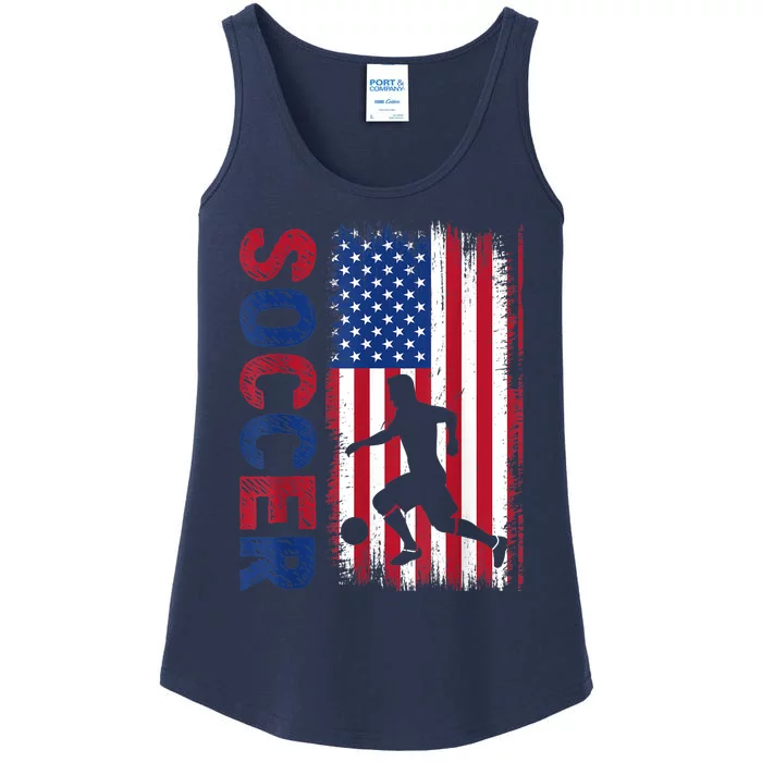 Soccer Usa Flag For Soccer Lover Man Woman Ladies Essential Tank