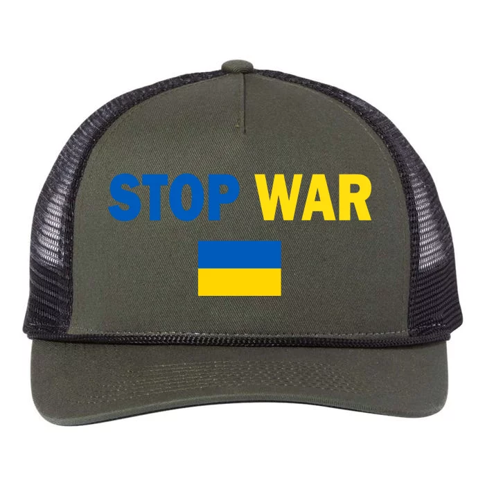 Support Ukraine Flag Stop War Retro Rope Trucker Hat Cap