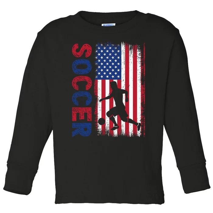 Soccer usa flag for soccer lover Toddler Long Sleeve Shirt