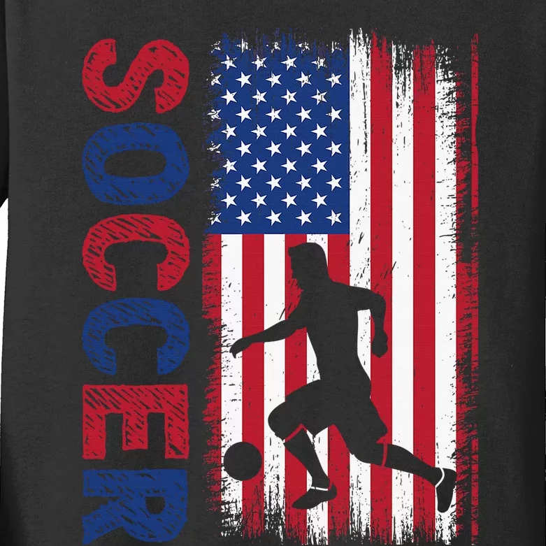 Soccer usa flag for soccer lover Kids Long Sleeve Shirt