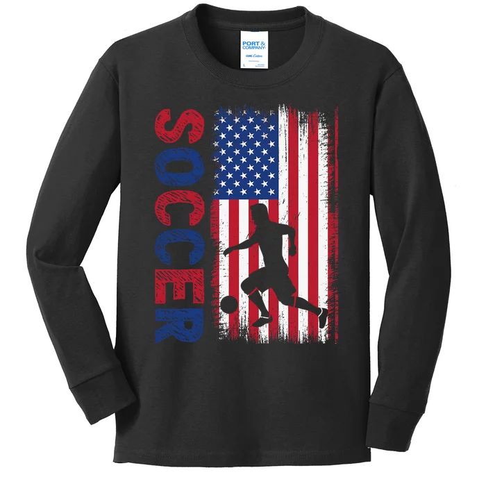 Soccer usa flag for soccer lover Kids Long Sleeve Shirt