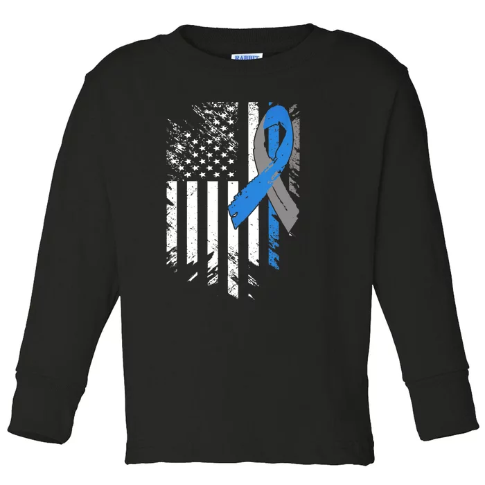 Support USA Flag Diabetes Type 1 Awareness Family Toddler Long Sleeve Shirt