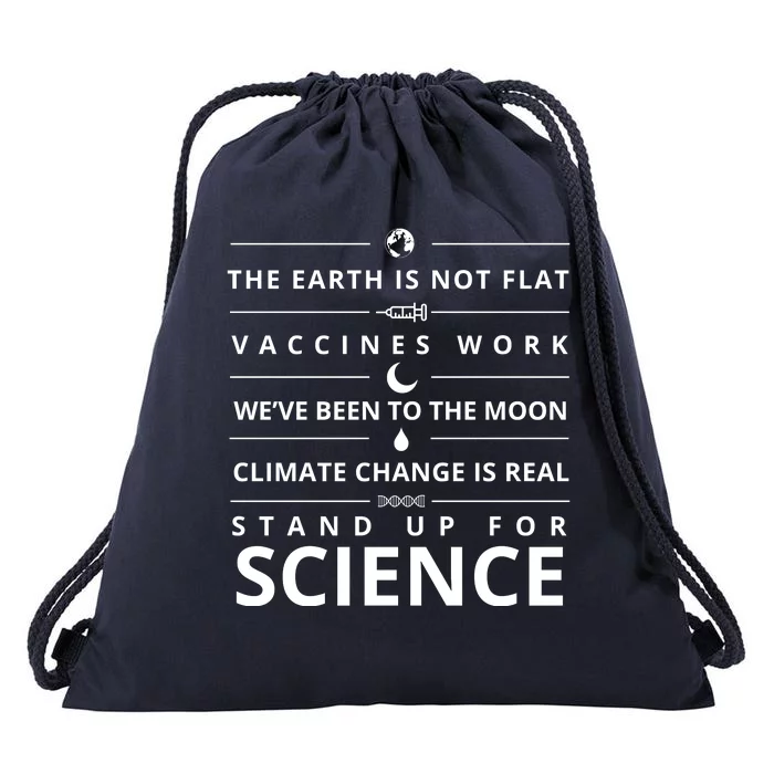 Stand Up For Science Quote Drawstring Bag