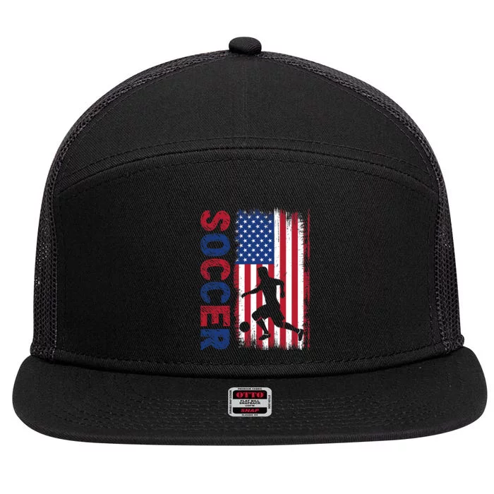 Soccer Usa Flag For Soccer Lover Gift 7 Panel Mesh Trucker Snapback Hat