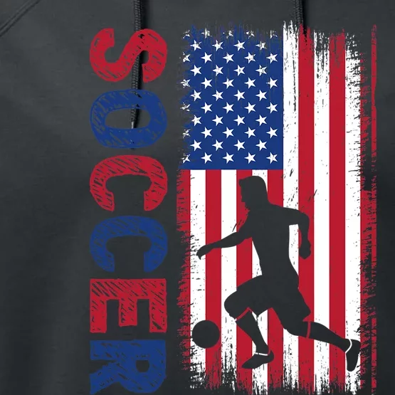 Soccer Usa Flag For Soccer Lover Gift Performance Fleece Hoodie