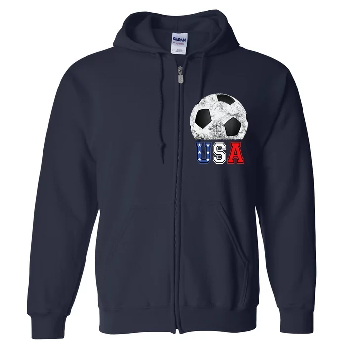 Soccer USA Football Soccer Ball Full Zip Hoodie