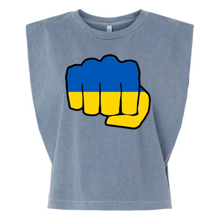 Support Ukraine Flag Fist Garment-Dyed Women's Muscle Tee