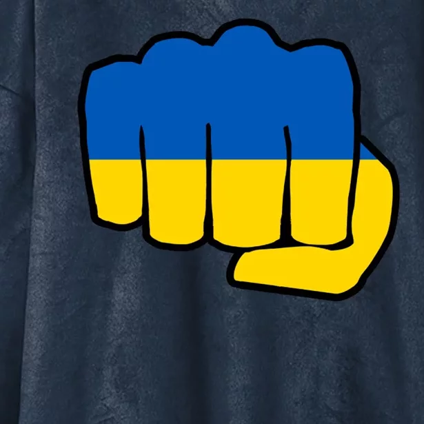 Support Ukraine Flag Fist Hooded Wearable Blanket