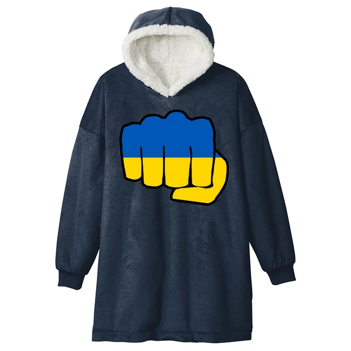 Support Ukraine Flag Fist Hooded Wearable Blanket