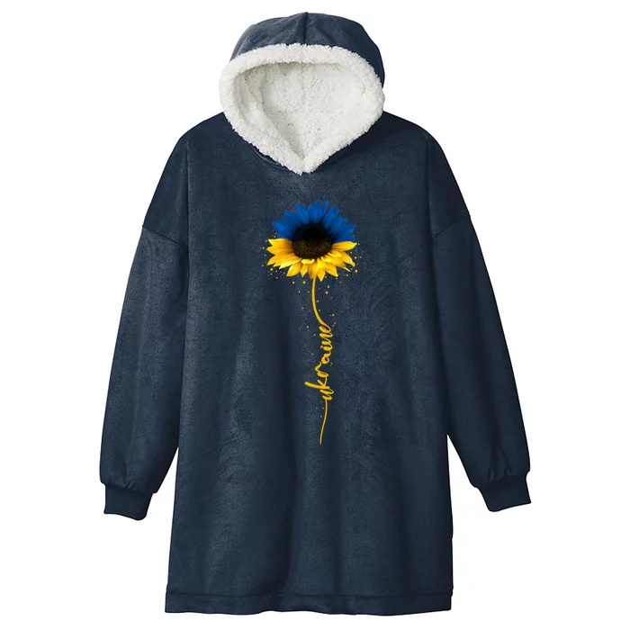 Sunflower Ukrainian Flag Tee I Stand With Ukraine Peace Gift Hooded Wearable Blanket