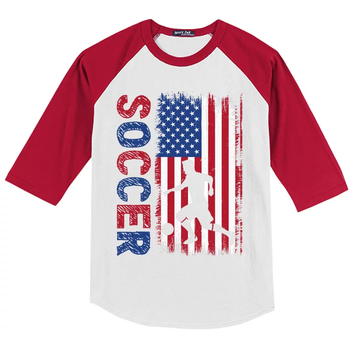 Soccer Usa Flag For Soccer Lover Kids Colorblock Raglan Jersey