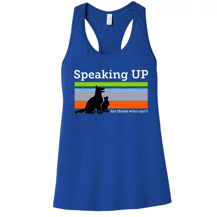 Speaking Up For Those Who CanT Stop Animal Abuse Awareness Women's Racerback Tank