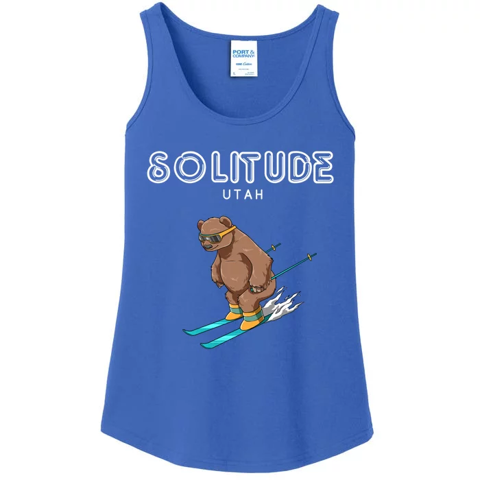 Solitude Utah Funny Ski Grizzly Bear Gift Ladies Essential Tank