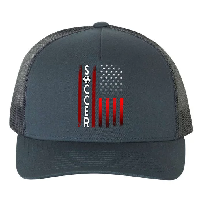 Soccer USA Flag Futbol Ball Sport Player Yupoong Adult 5-Panel Trucker Hat