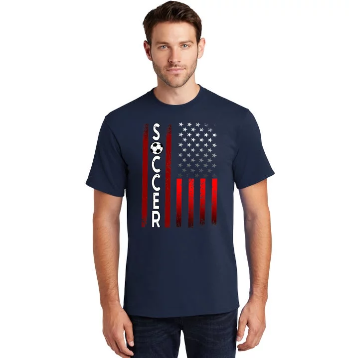 Soccer USA Flag Futbol Ball Sport Player Tall T-Shirt