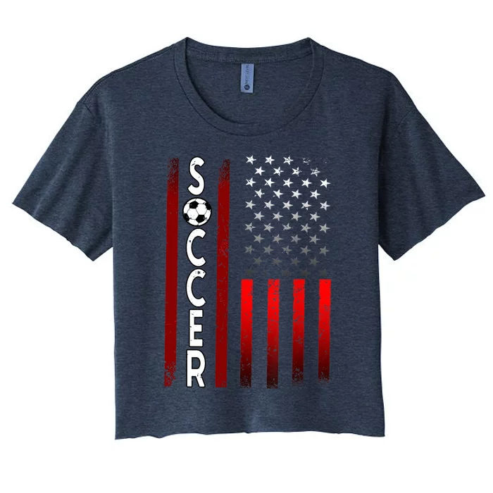 Soccer USA Flag Futbol Ball Sport Player Women's Crop Top Tee