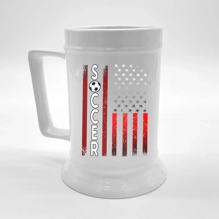 Soccer USA Flag Futbol Ball Sport Player Front & Back Beer Stein