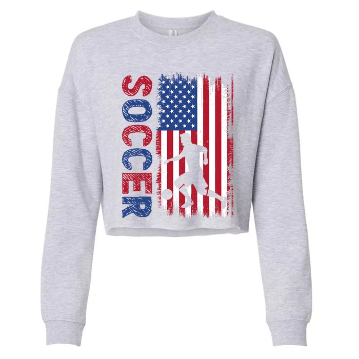 Soccer Usa Flag For Soccer Lover Cropped Pullover Crew