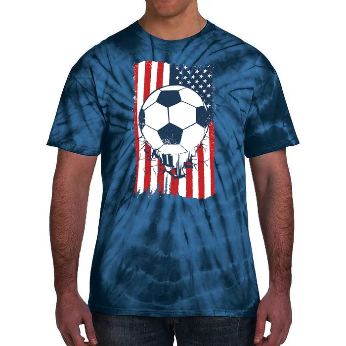 Soccer USA Flag, Soccer Ball Graphic Boys Tie-Dye T-Shirt