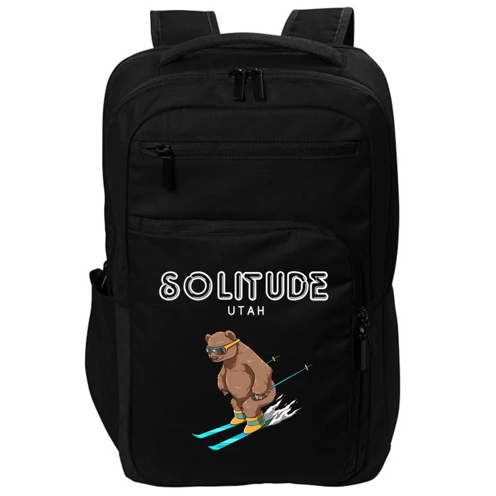 Solitude Utah Funny Ski Grizzly Bear Cool Gift Impact Tech Backpack