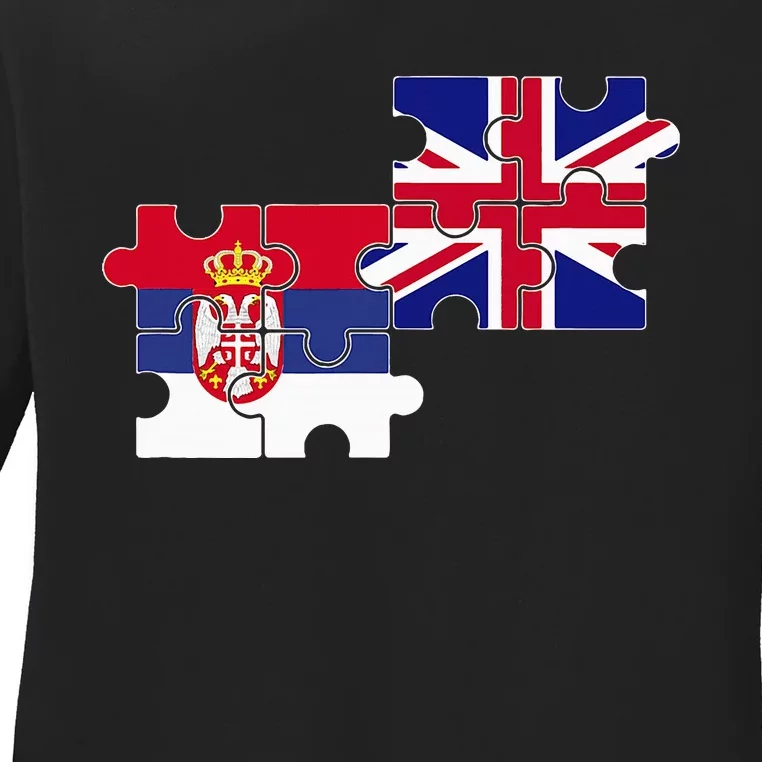 Serbia Uk Flag British Serbian Ladies Long Sleeve Shirt