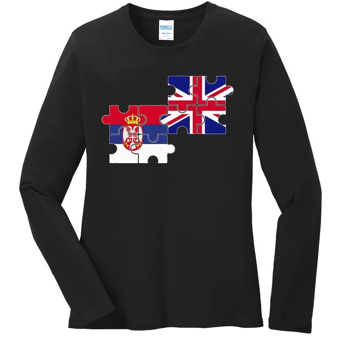 Serbia Uk Flag British Serbian Ladies Long Sleeve Shirt