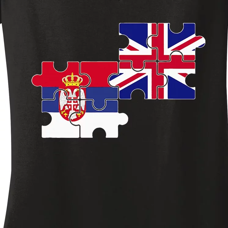 Serbia Uk Flag British Serbian Women's V-Neck T-Shirt