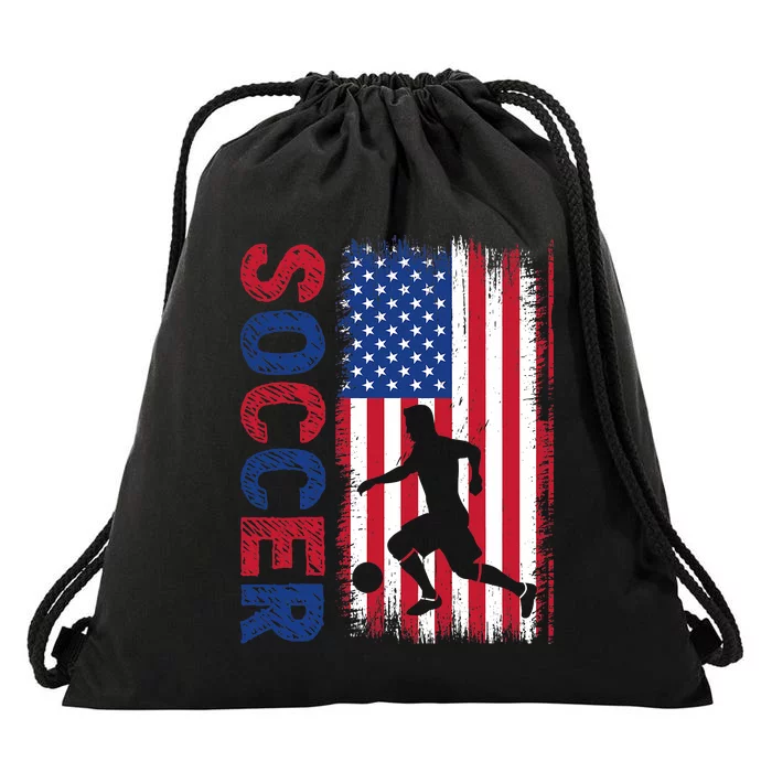 Soccer usa flag for soccer lover man woman Drawstring Bag