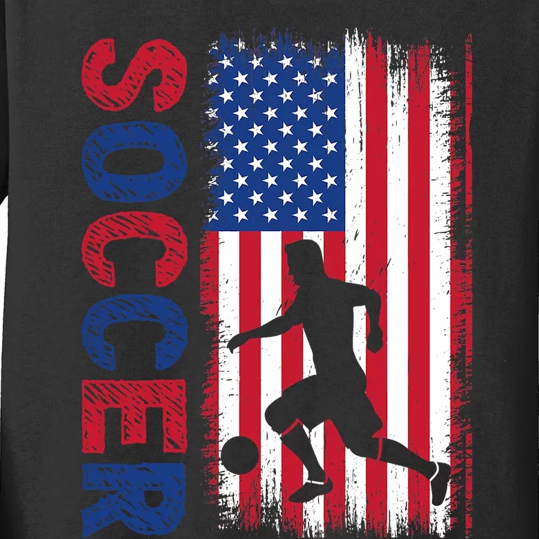 Soccer usa flag for soccer lover man woman Kids Long Sleeve Shirt