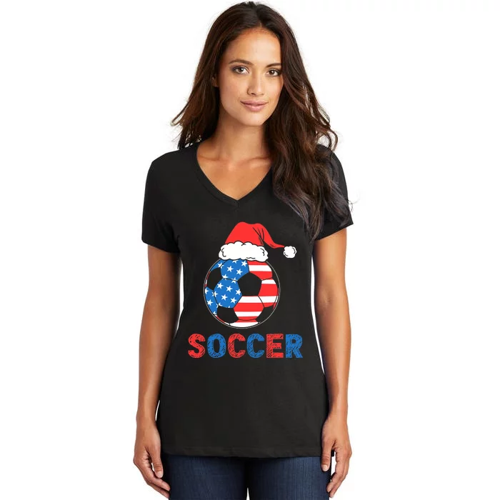 Soccer usa flag for soccer lover man woman Women's V-Neck T-Shirt