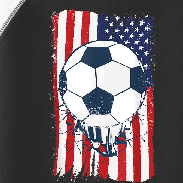 Soccer USA Flag , Soccer Ball Graphic Boys Toddler Fine Jersey T-Shirt