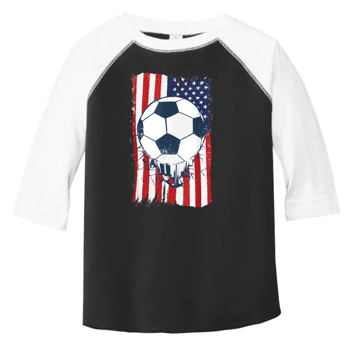 Soccer USA Flag , Soccer Ball Graphic Boys Toddler Fine Jersey T-Shirt