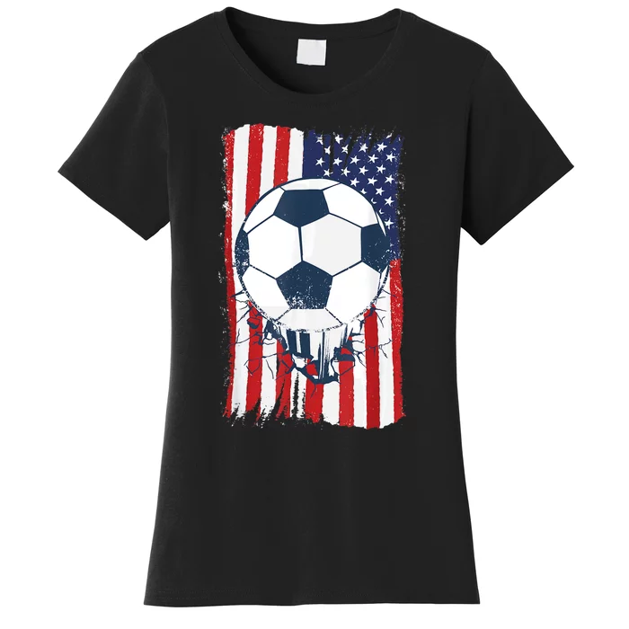 Soccer USA Flag , Soccer Ball Graphic Boys Women's T-Shirt