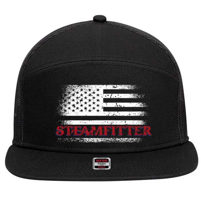 Steamfitter Usa Flag Patriotic For A Pipefitter 7 Panel Mesh Trucker Snapback Hat