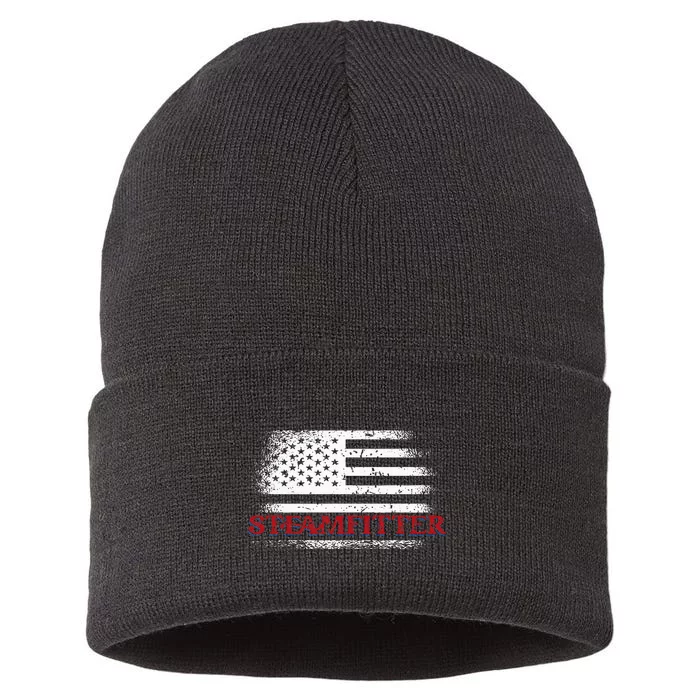 Steamfitter Usa Flag Patriotic For A Pipefitter Sustainable Knit Beanie