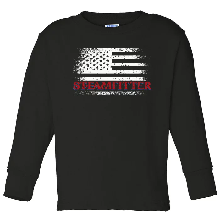 Steamfitter Usa Flag Patriotic For A Pipefitter Toddler Long Sleeve Shirt