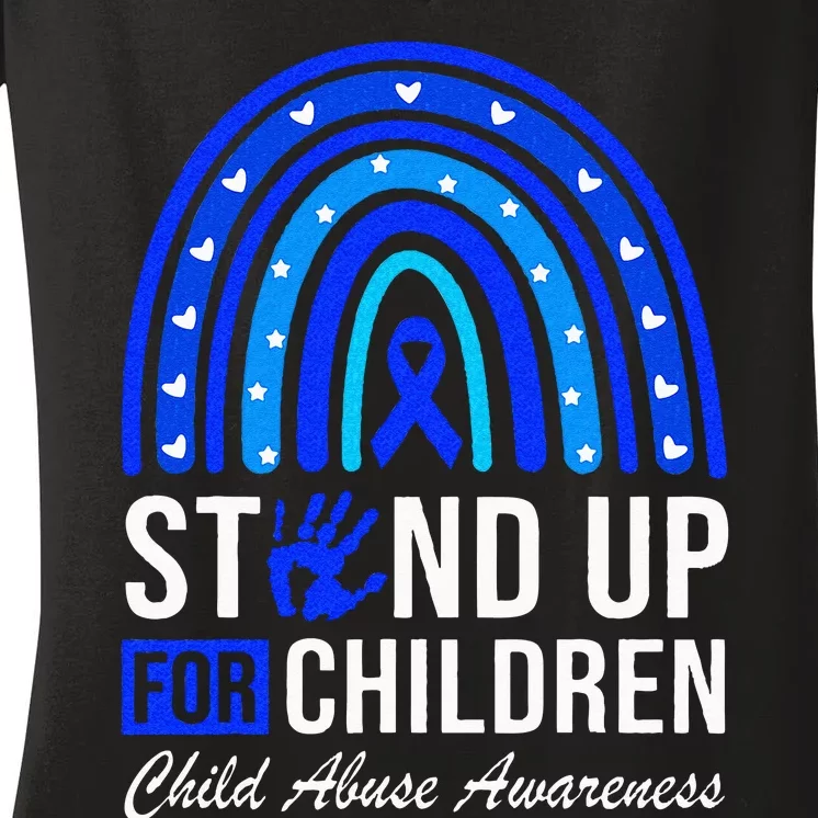 Stand Up For Children Stop Child Abuse Prevention Awareness Women's V-Neck T-Shirt