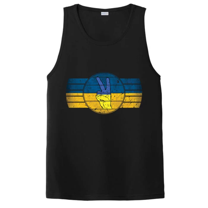 Support Ukrainian Flag Peace And Love I Stand With Ukraine Cute Gift Performance Tank