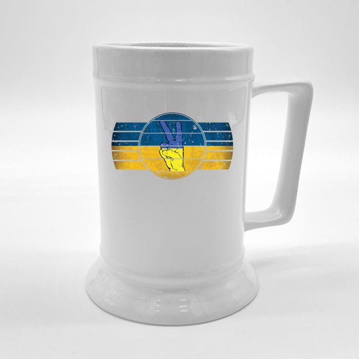 Support Ukrainian Flag Peace And Love I Stand With Ukraine Cute Gift Front & Back Beer Stein