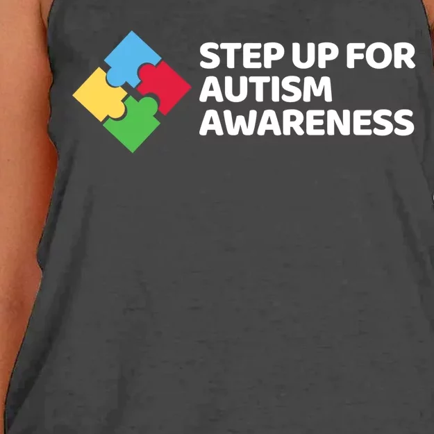 Step Up For Autism Awareness Women's Knotted Racerback Tank